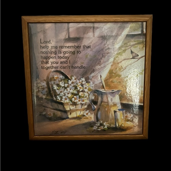 H&R Johnson Made in England Religious Spiritual Tile Trivet Framed Wall Decor - Picture 3 of 6